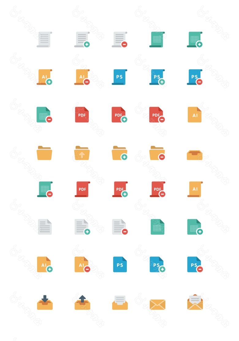 35枚扁平化文件格式图标sketch素材