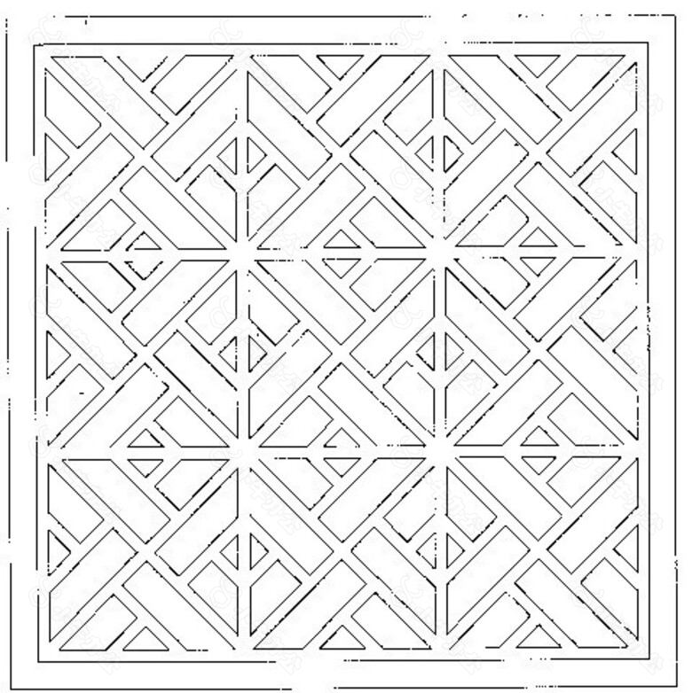 方形花纹镂空黑白图案