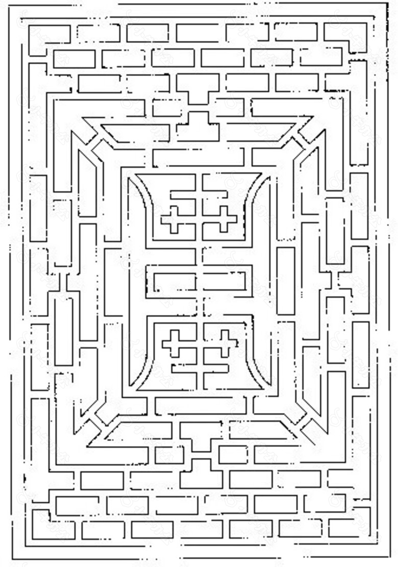 传统中式花纹镂空黑白图案