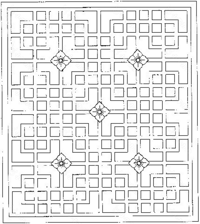 传统中式花纹镂空黑白图案