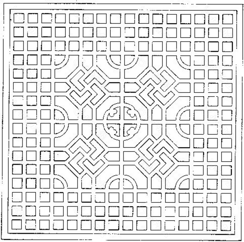 传统中式花纹镂空黑白图案