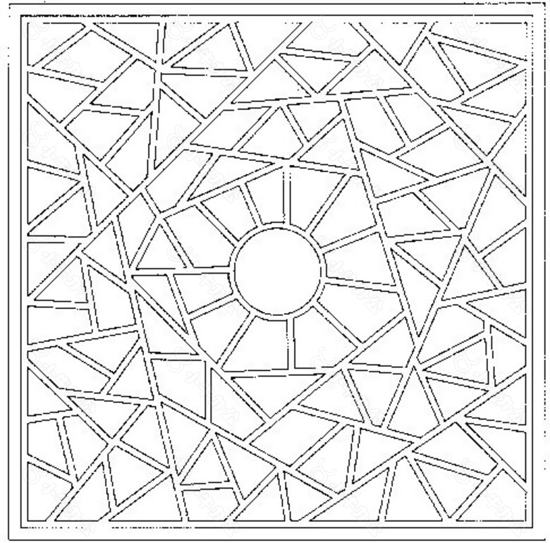 中式花纹镂空黑白图案