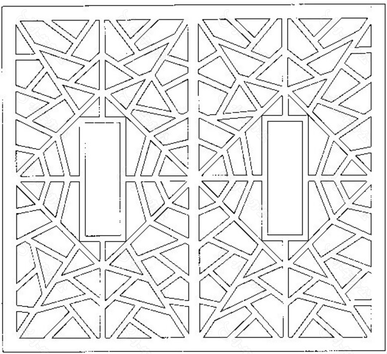 传统中式花纹镂空黑白图案