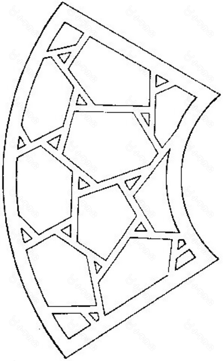扇形花纹镂空黑白图案