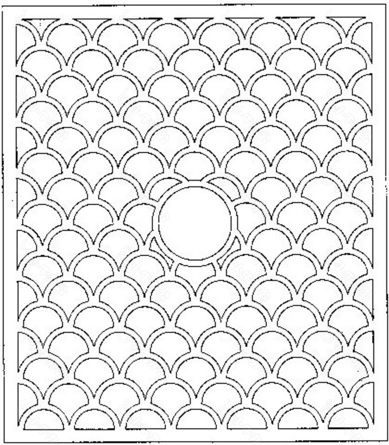 鱼鳞状图纹镂空黑白图案