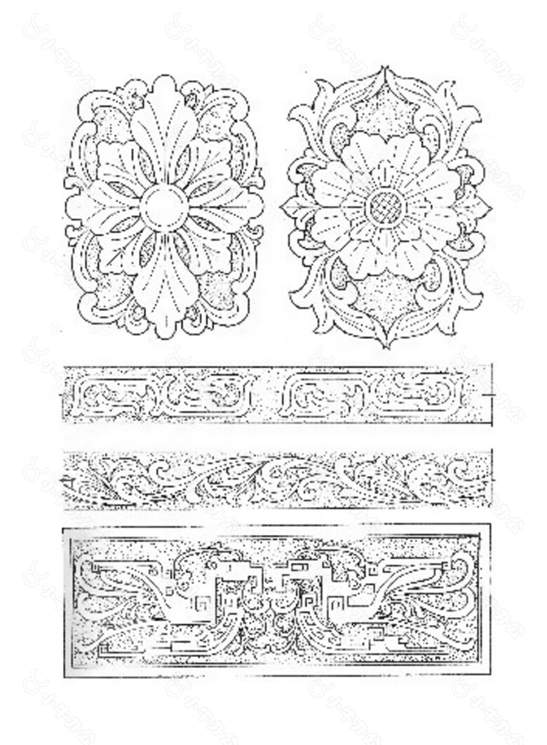 中式木家具雕花分层图