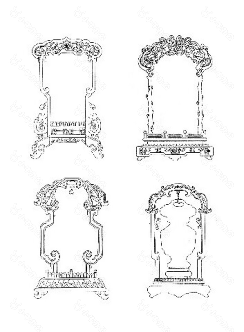中式梳妆镜木家具建筑分层图