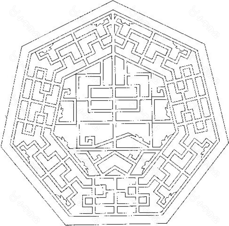 八角形花纹镂空黑白图案