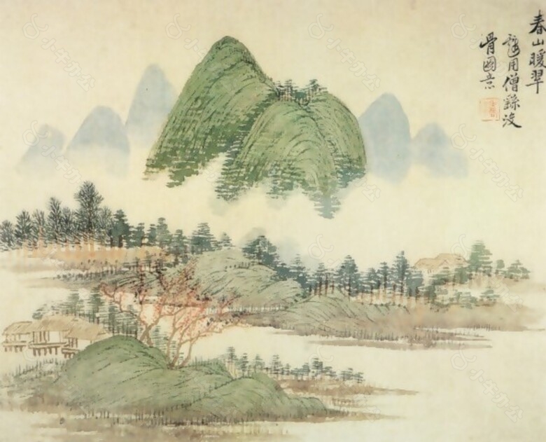 春意盎然山水画