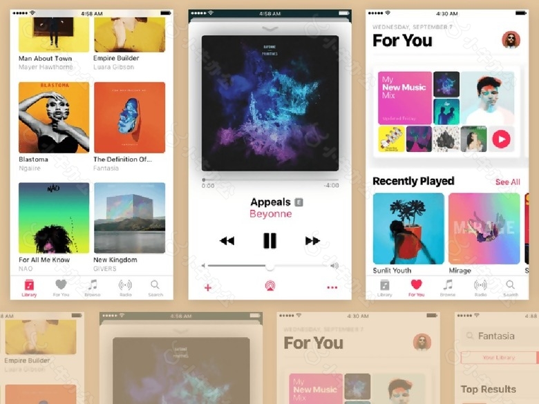 AppleMusic应用界面Sketch素材