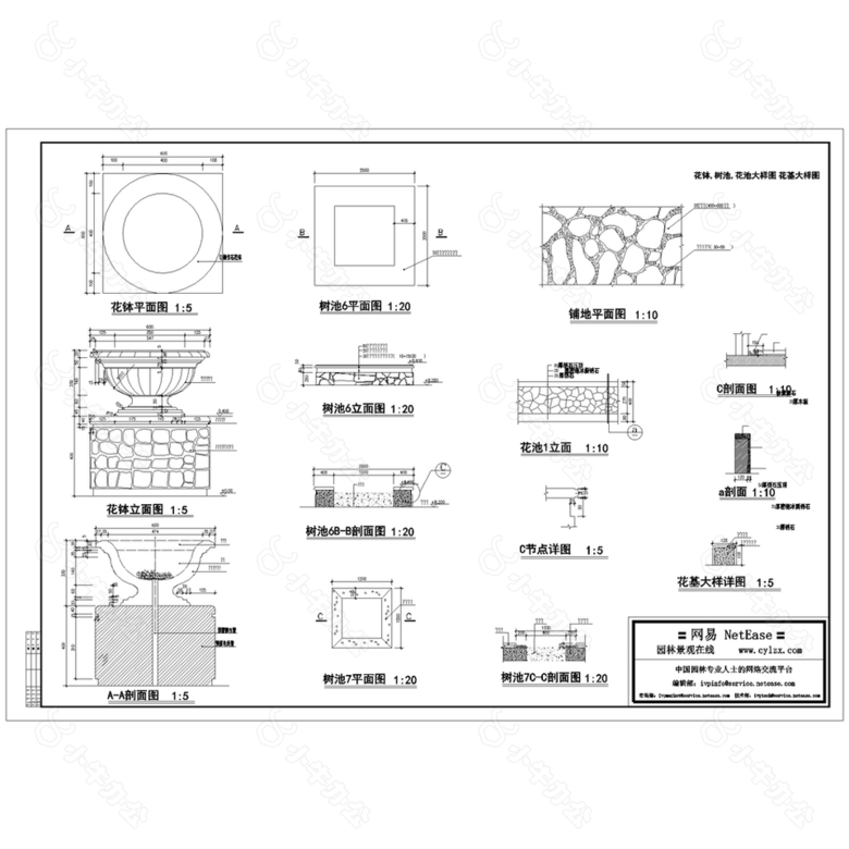 花钵,树池,花池大样CAD图纸