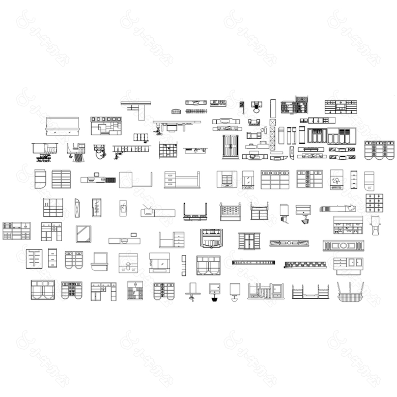 百个家装家具图块集合图纸下载