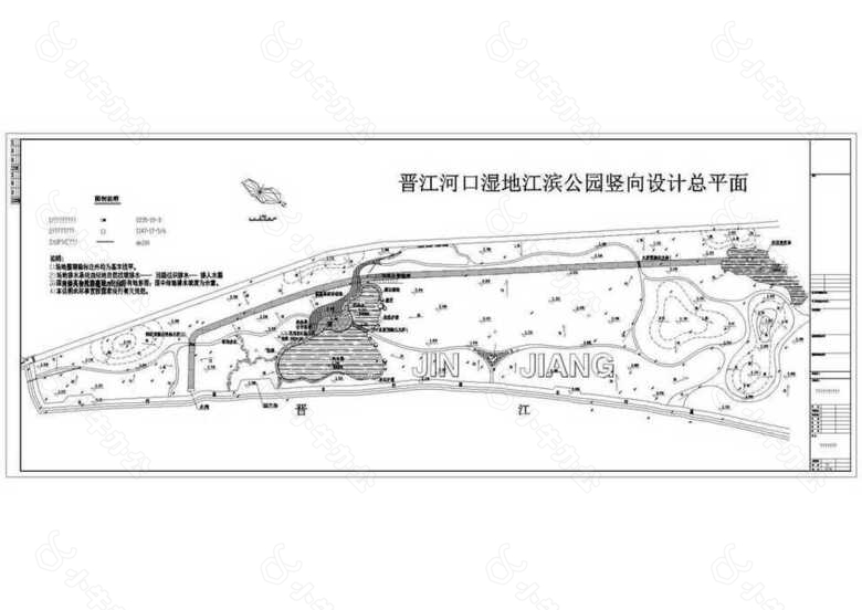 晋江河口湿地江滨公园园林竖向设计图图纸