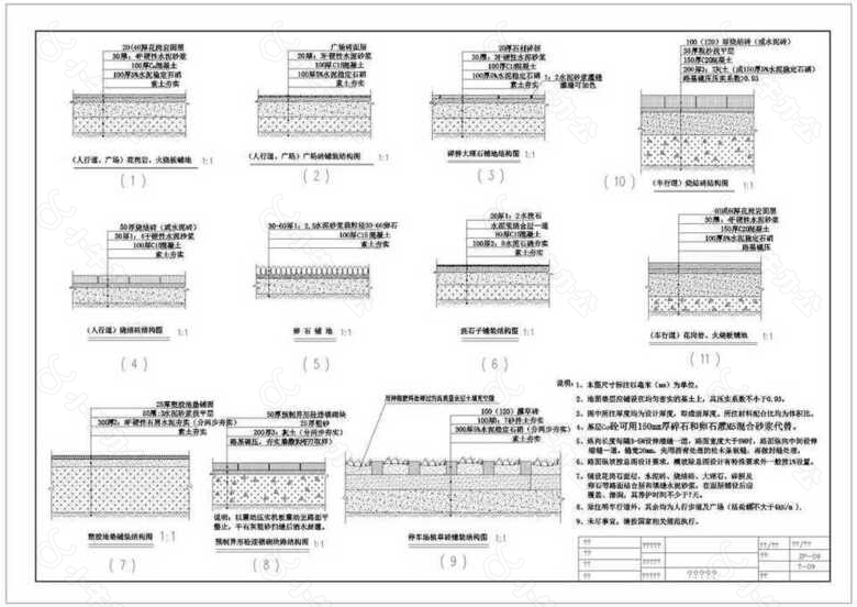 游园景观设计铺装断面图