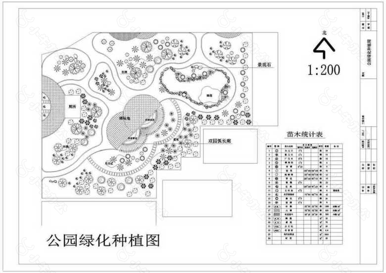 东山头村公园环施种植图图纸