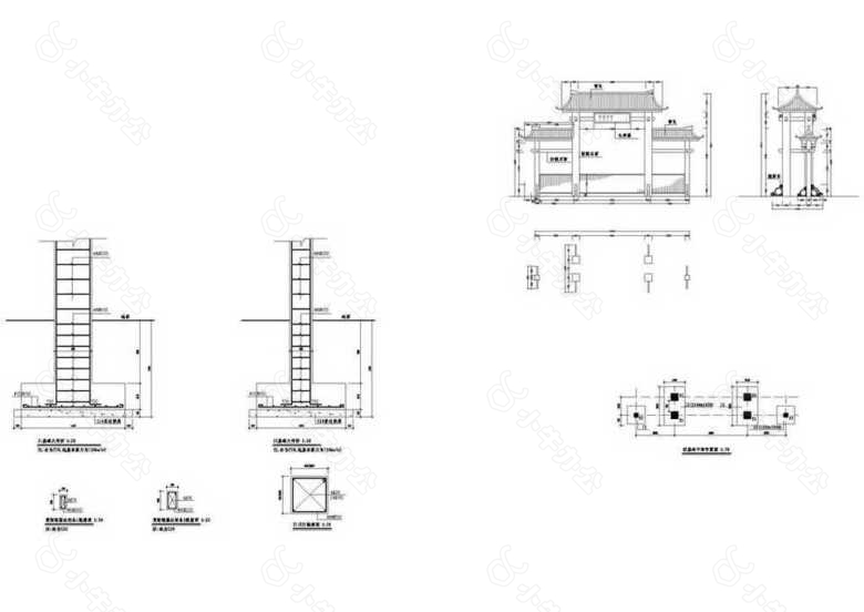 东莞黄大仙公园施工图牌坊图纸