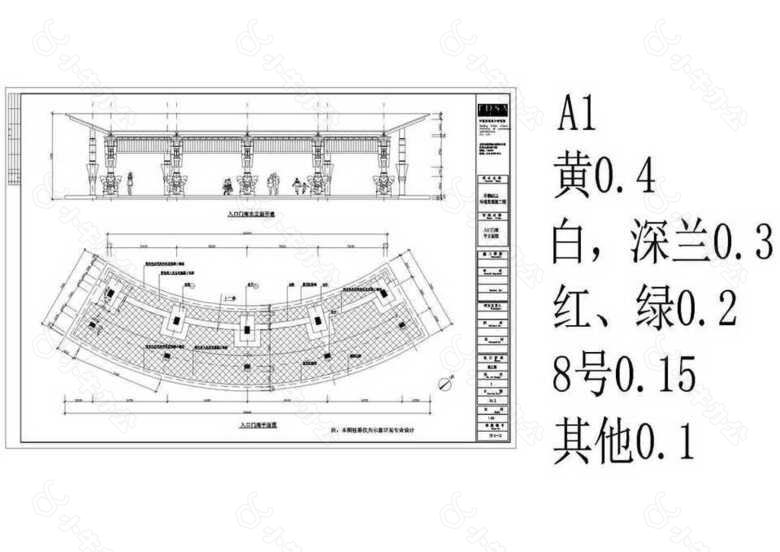 入口门廊平立面图纸