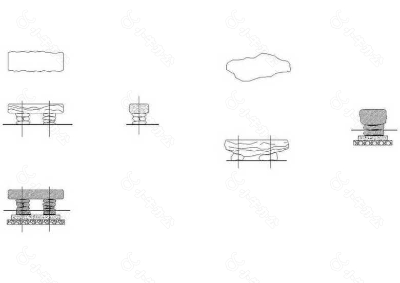 公园景观设计50~51座凳详图CAD图