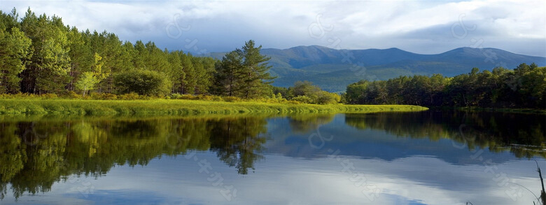 小清新山水banner背景