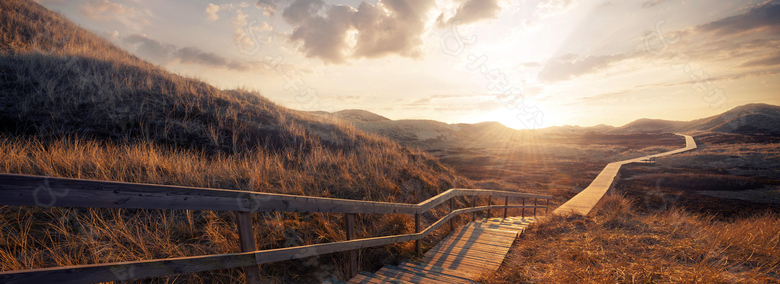 秋季黄昏夕阳大山淘宝全屏banner背景