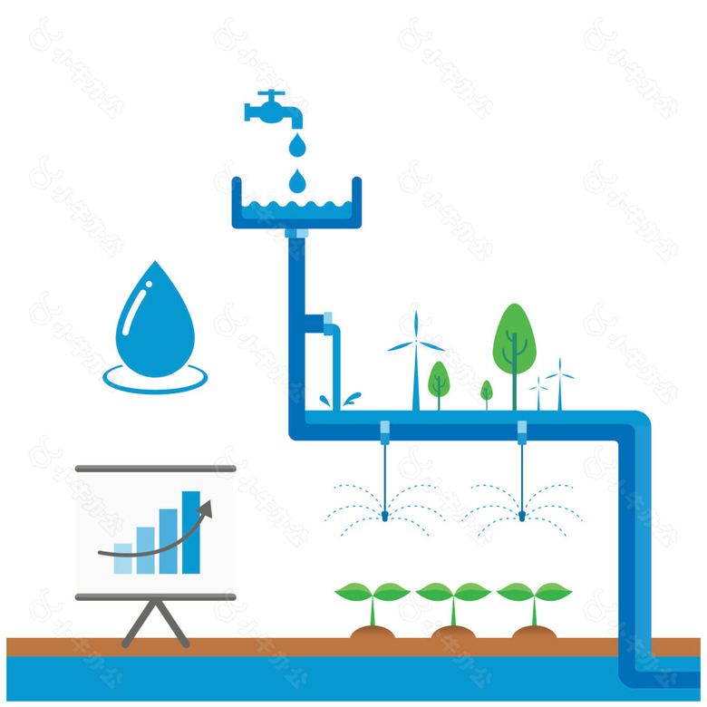 手绘节约用水元素