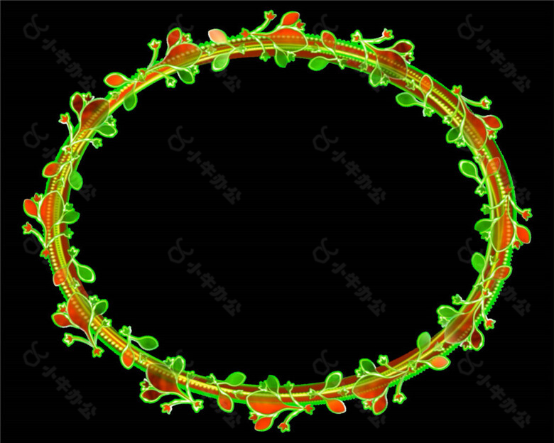绿叶环绕的椭圆动态边框mov视频素材下载