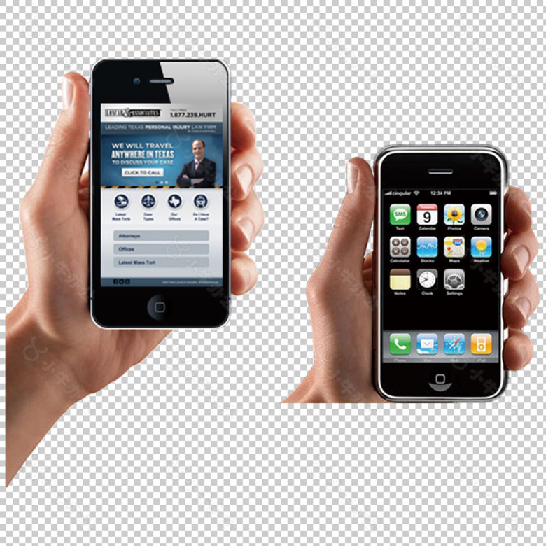 手拿智能手机免抠png透明图层素材