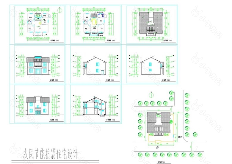 农民节能抗震住宅设计cad图纸