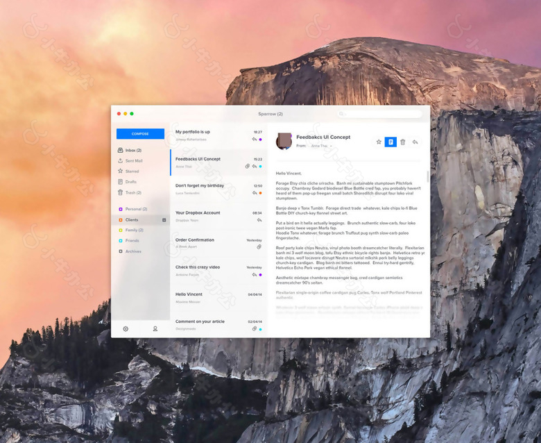 苹果电脑邮件客户端sketch素材