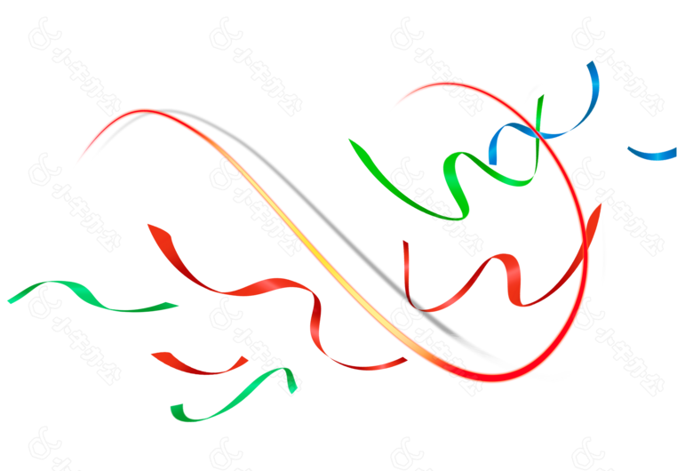 手绘彩色飘带元素