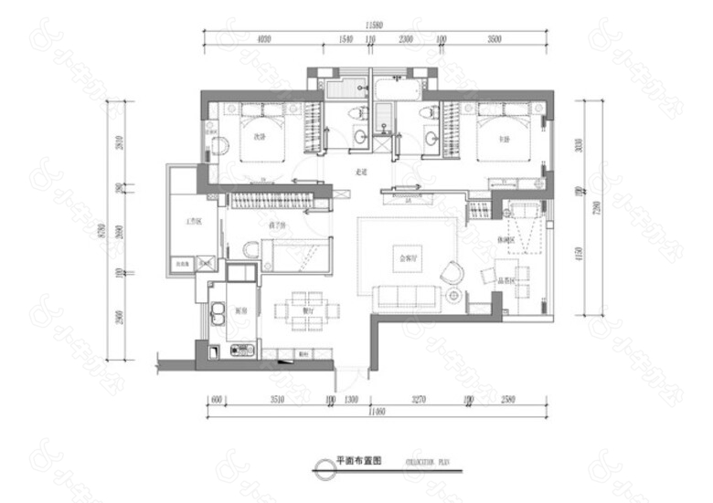 现代简约室内户型平面布置图