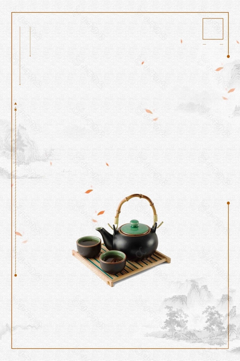 中国风品茶茶品广告背景