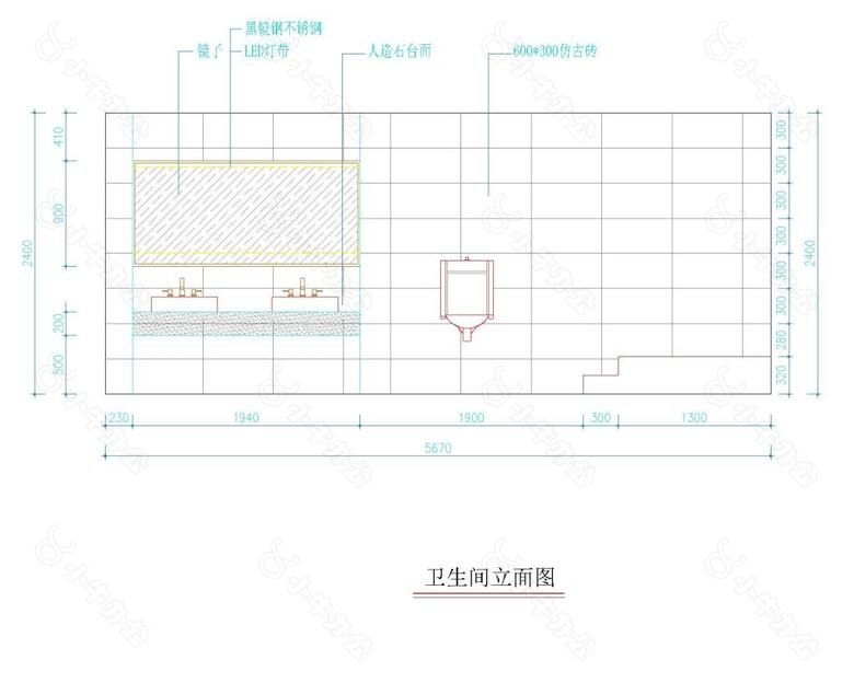 某写字楼卫生间装修cad图纸