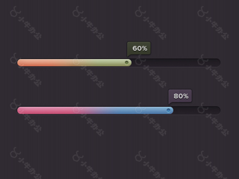 网页彩色渐变进度条滑块素材设计