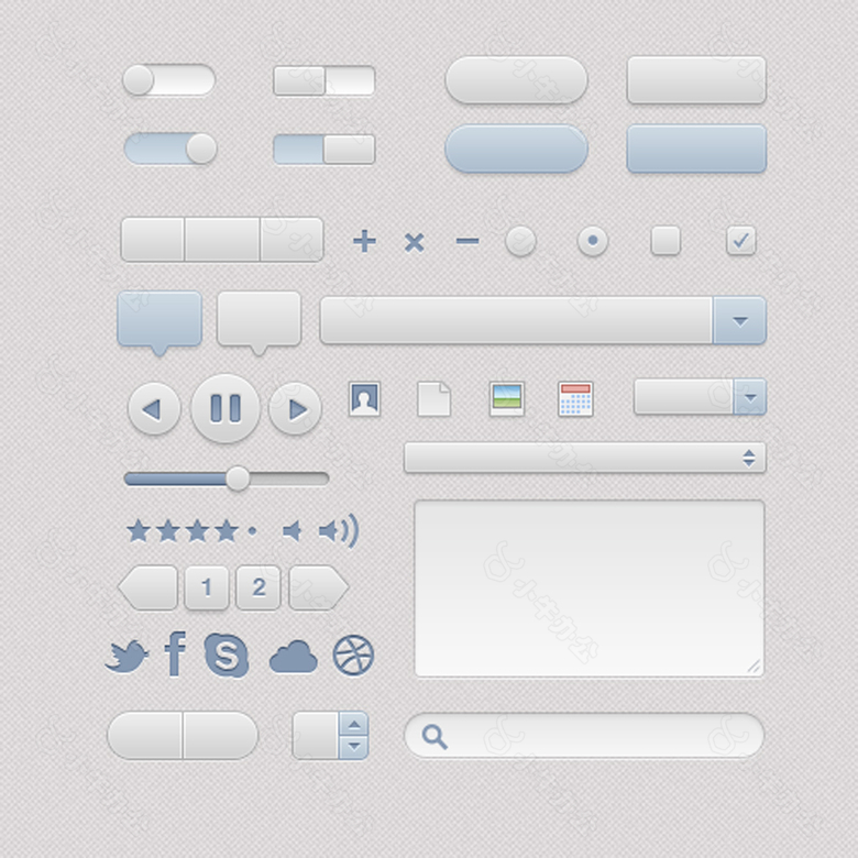 网页UI界面设计按钮开关图标播放器文本框