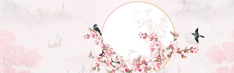 红色梅花中秋节淘宝全屏banner背景