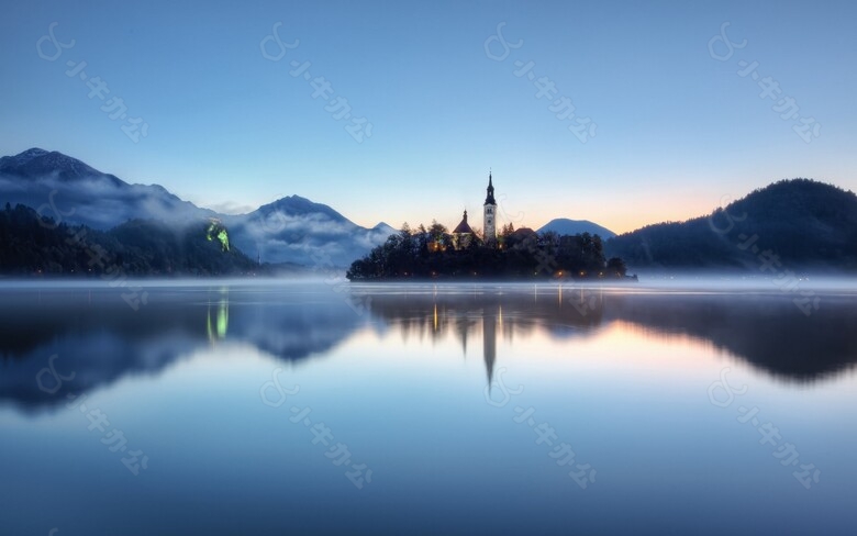 蓝色山脉大海淘宝全屏banner背景