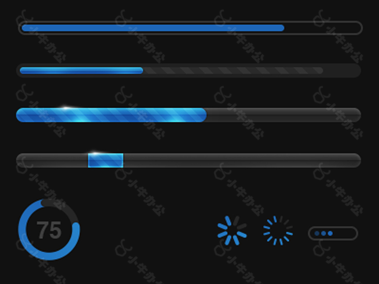 多款蓝色网页加载滑块进度条素材