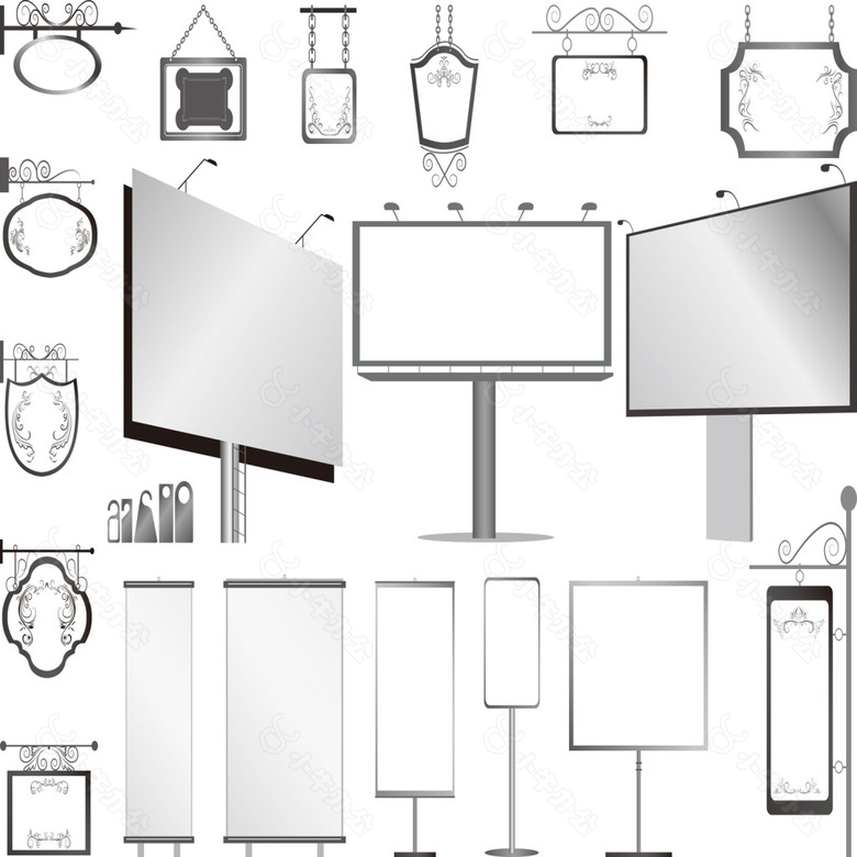 白色户外广告图纸背景