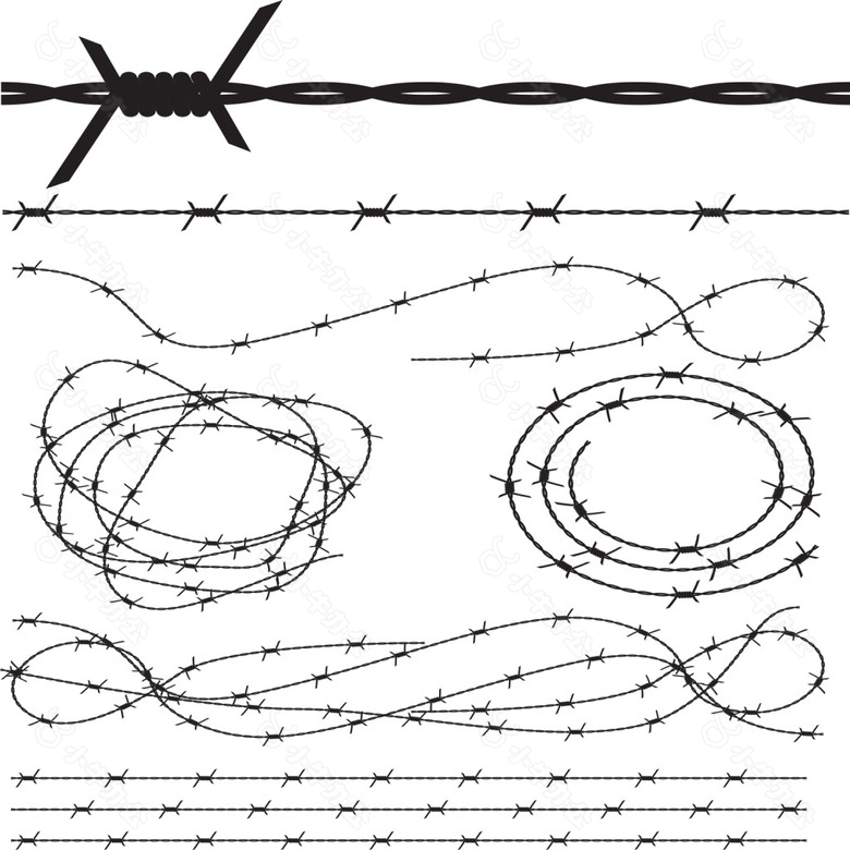 带刺铁丝矢量素材