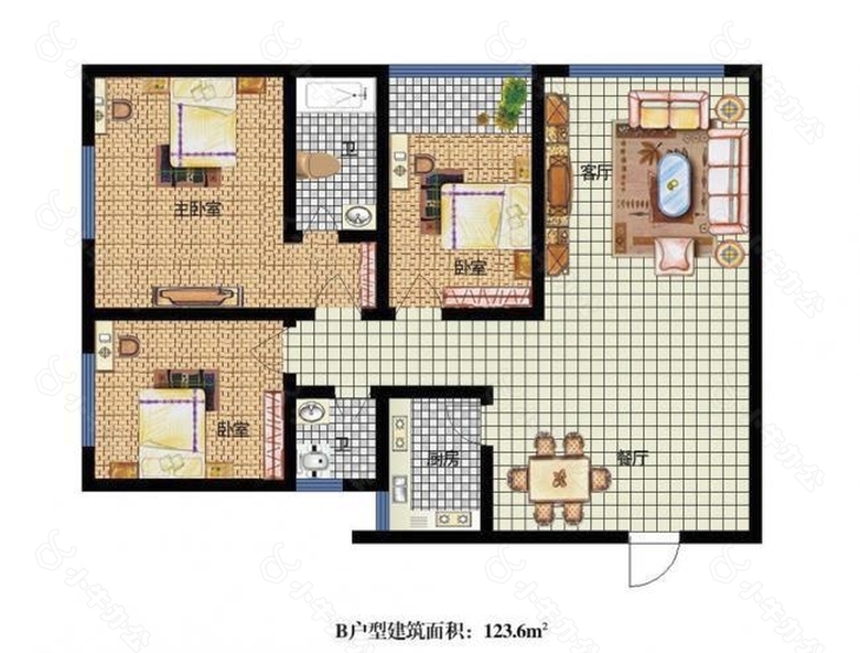 室内设计户型彩色平面图