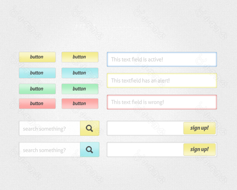 网页彩色按钮搜索框文本框素材