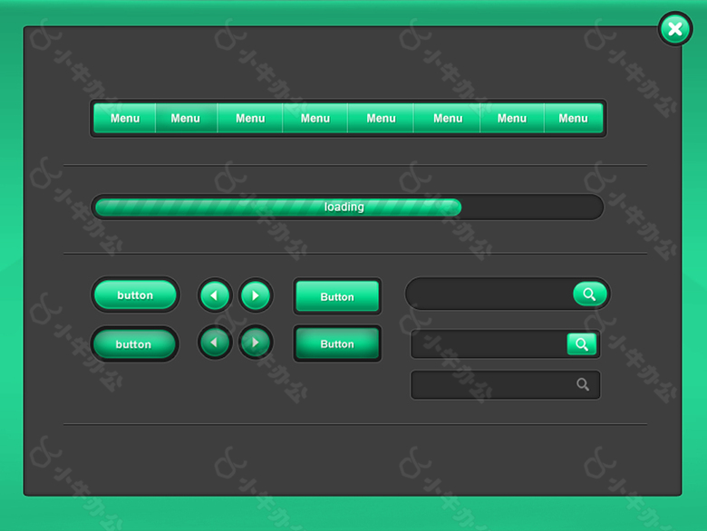 绿色网页导航菜单搜索框按钮素材