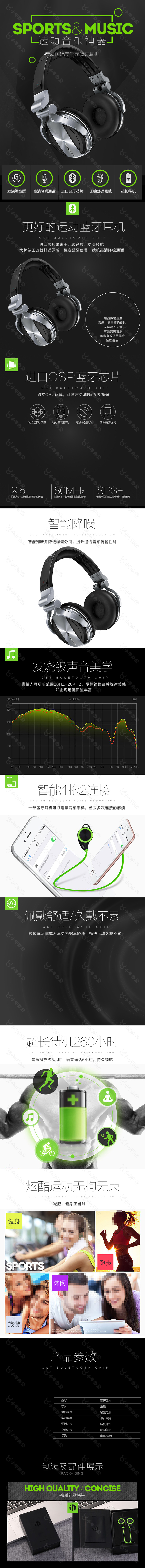 简约大气蓝牙耳机详情页模板