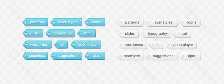 网页蓝银色标签标签素材