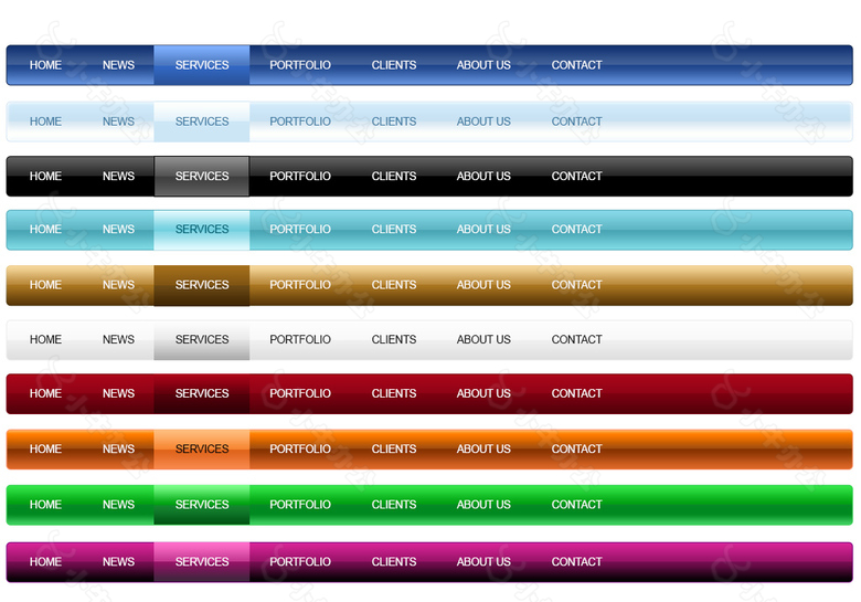丰富多彩的网页导航菜单导航栏素材