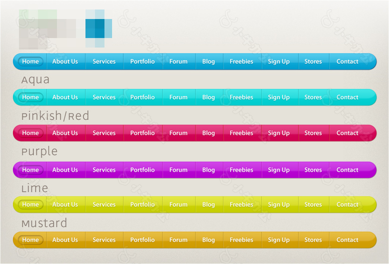迷你型网页导航菜单头部导航栏素材