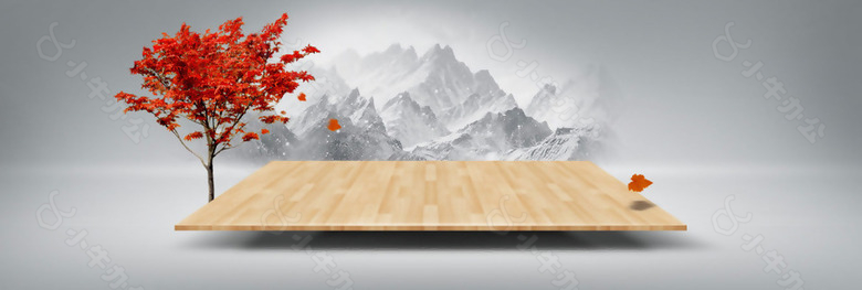 中国风棋盘山水背景