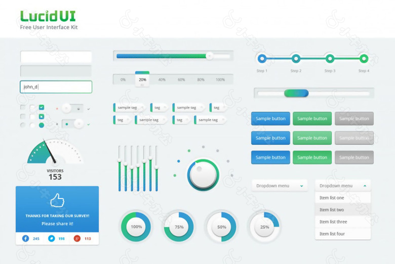 一套清新UI工具包PSD素材
