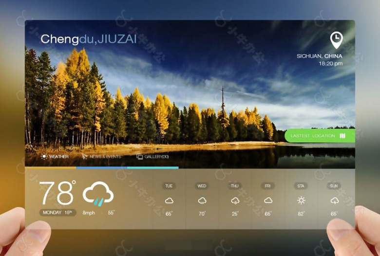天气应用程序界面PSD素材